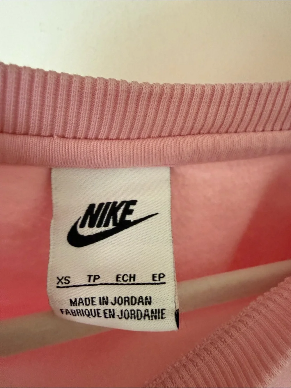 Nike Pink Cropped Sweatshirt with White Swoosh